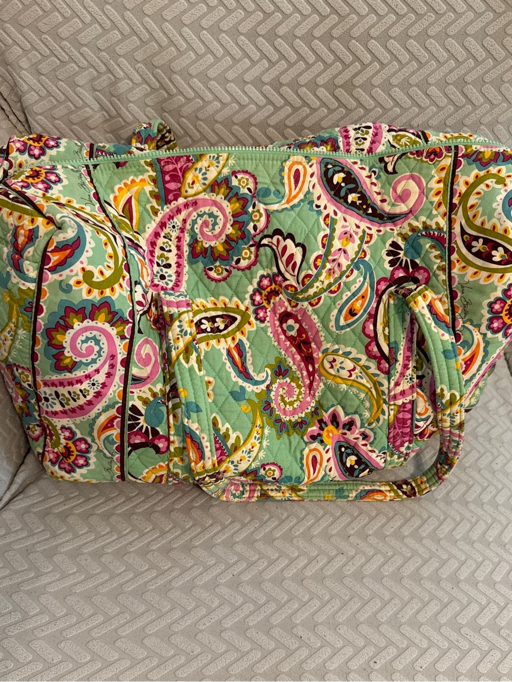 Vera Bradley Mint Green Multicolor Paisley Quilted Tote
